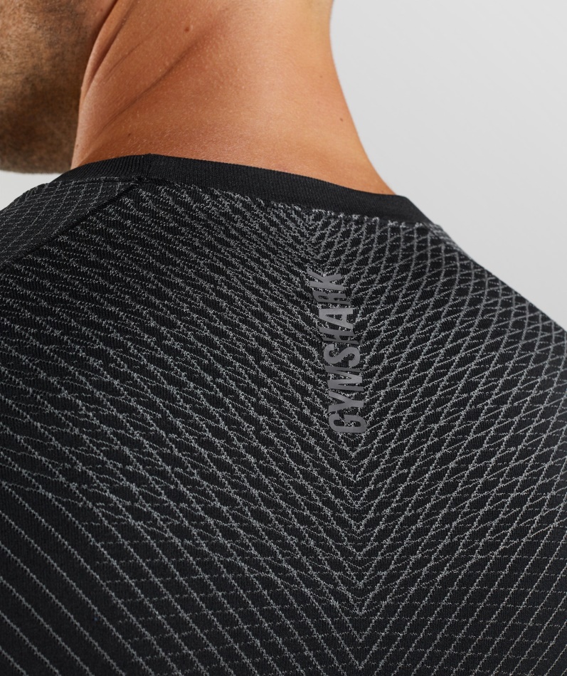 Gymshark Apex Sømløs Langermet T-skjorte Svart-silhouette Grå