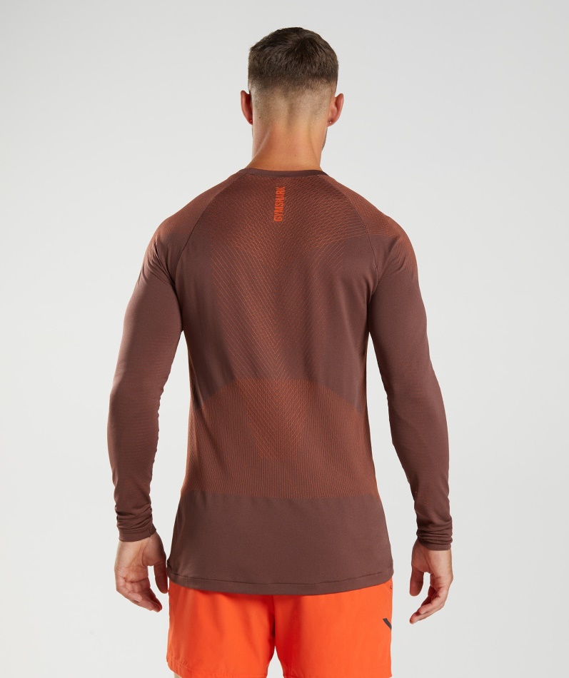 Gymshark Apex Sømløs Langermet T-skjorte Kirsebærbrun-pepper Rød
