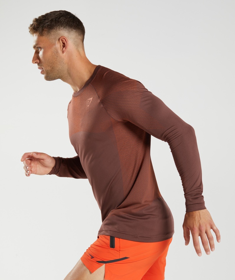 Gymshark Apex Sømløs Langermet T-skjorte Kirsebærbrun-pepper Rød