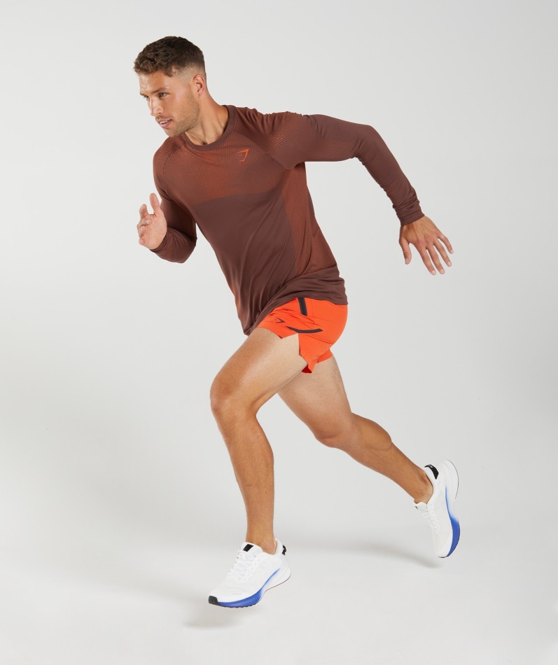 Gymshark Apex Sømløs Langermet T-skjorte Kirsebærbrun-pepper Rød