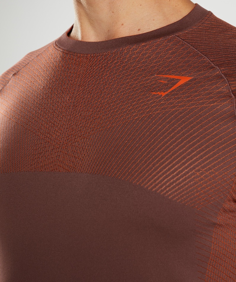 Gymshark Apex Sømløs Langermet T-skjorte Kirsebærbrun-pepper Rød
