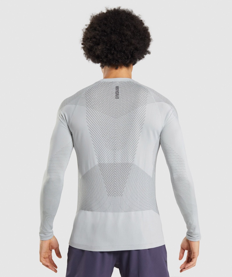Gymshark Apex Sømløs Langermet T-skjorte Lys Grå-onyx Grå