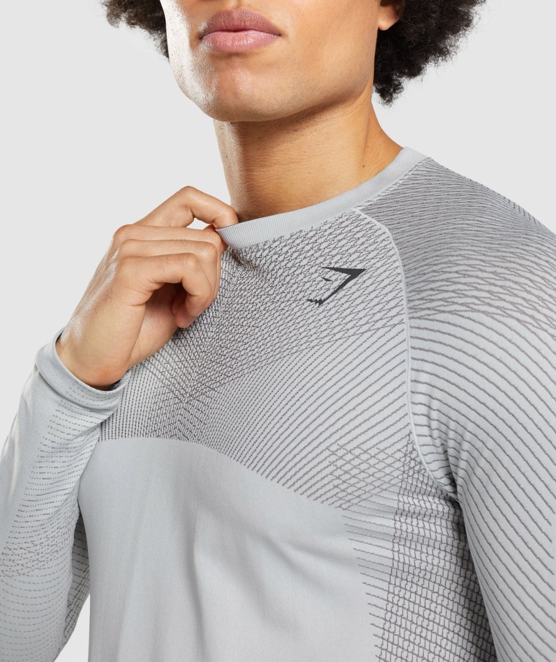 Gymshark Apex Sømløs Langermet T-skjorte Lys Grå-onyx Grå