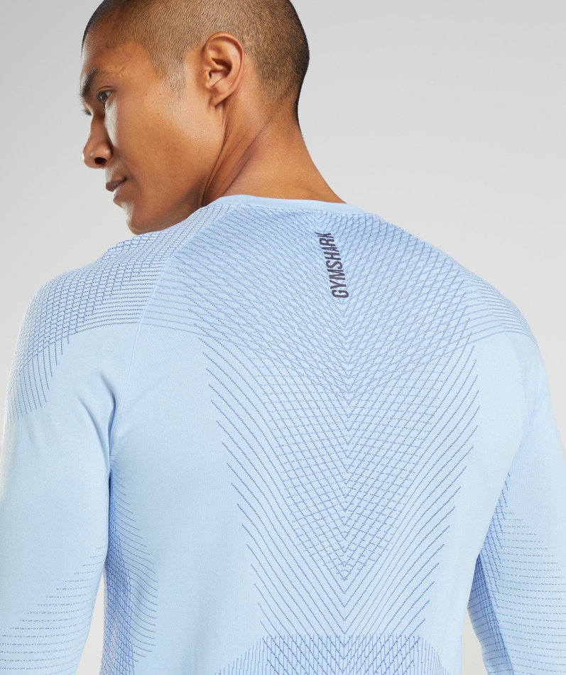Gymshark Apex Sømløs Langermet T-skjorte I Lin Blå-baneblå