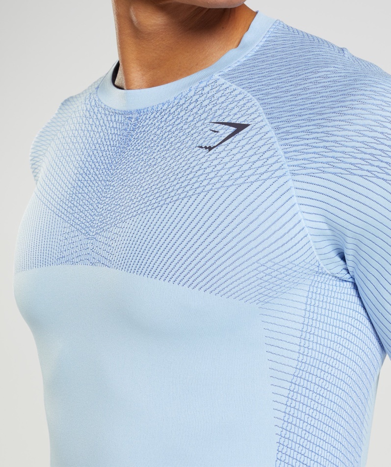Gymshark Apex Sømløs Langermet T-skjorte I Lin Blå-baneblå