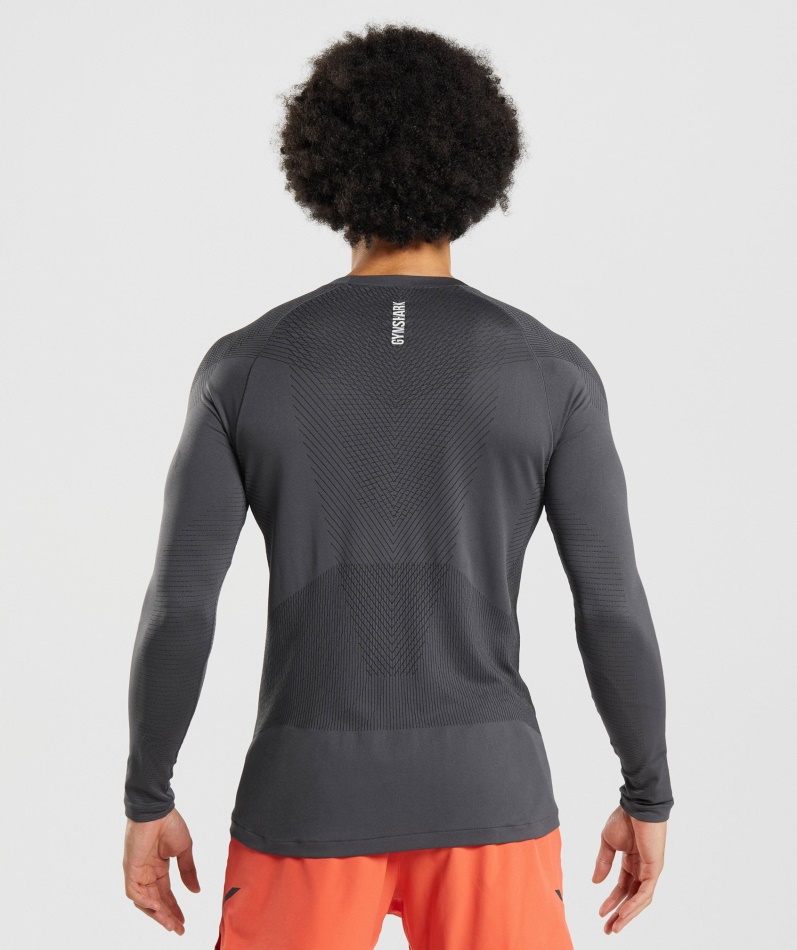 Gymshark Apex Sømløs Langermet T-skjorte Onyx Grå-svart