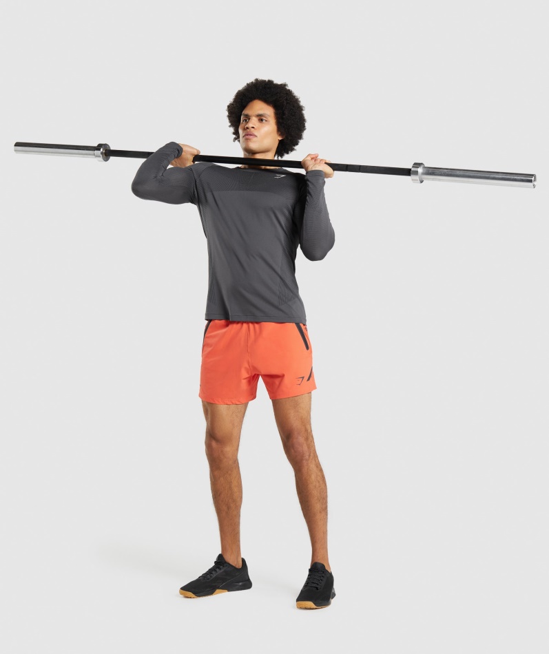Gymshark Apex Sømløs Langermet T-skjorte Onyx Grå-svart
