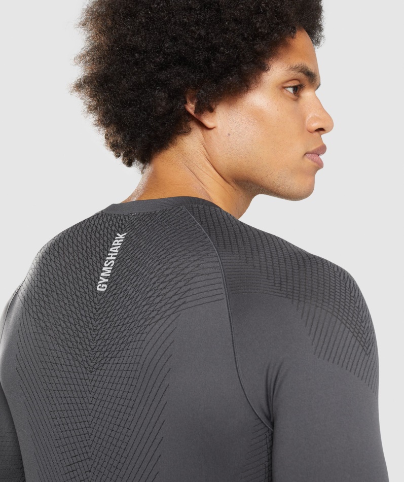 Gymshark Apex Sømløs Langermet T-skjorte Onyx Grå-svart