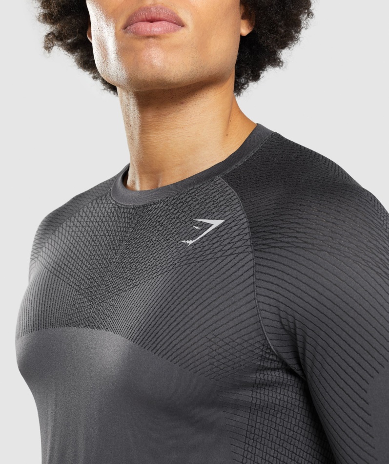 Gymshark Apex Sømløs Langermet T-skjorte Onyx Grå-svart