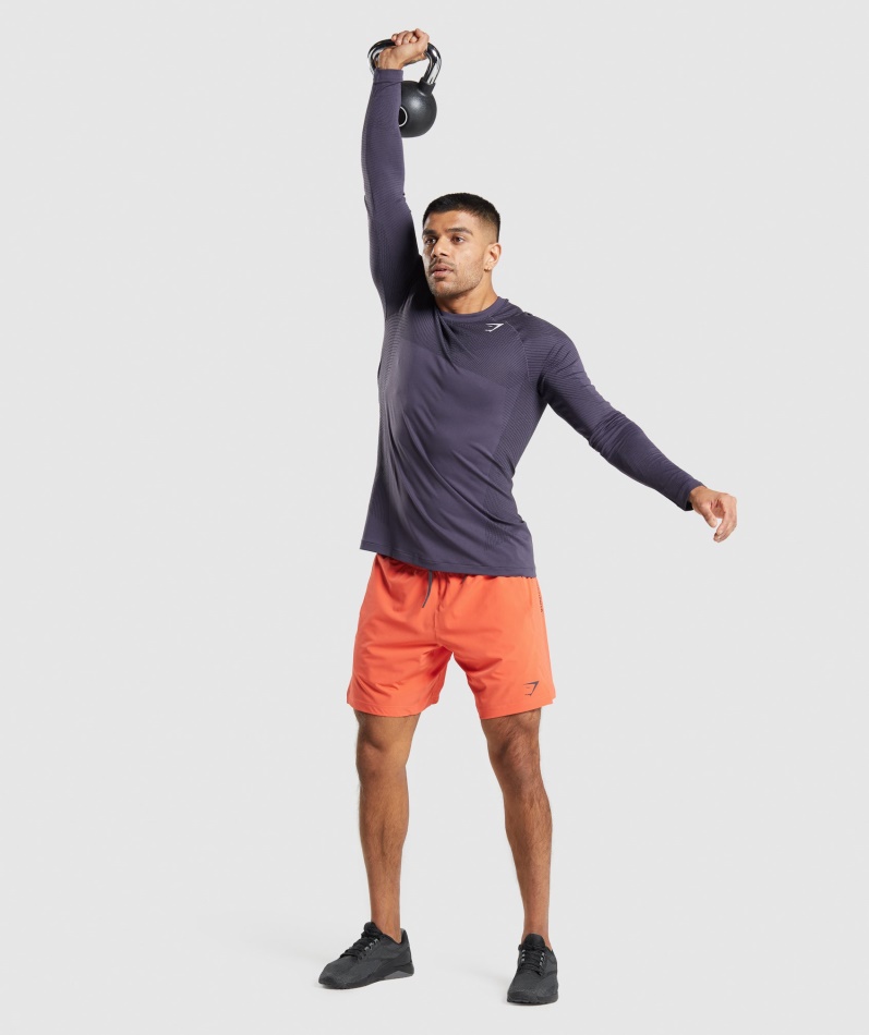 Gymshark Apex Sømløs Langermet T-skjorte Rik Lilla-svart
