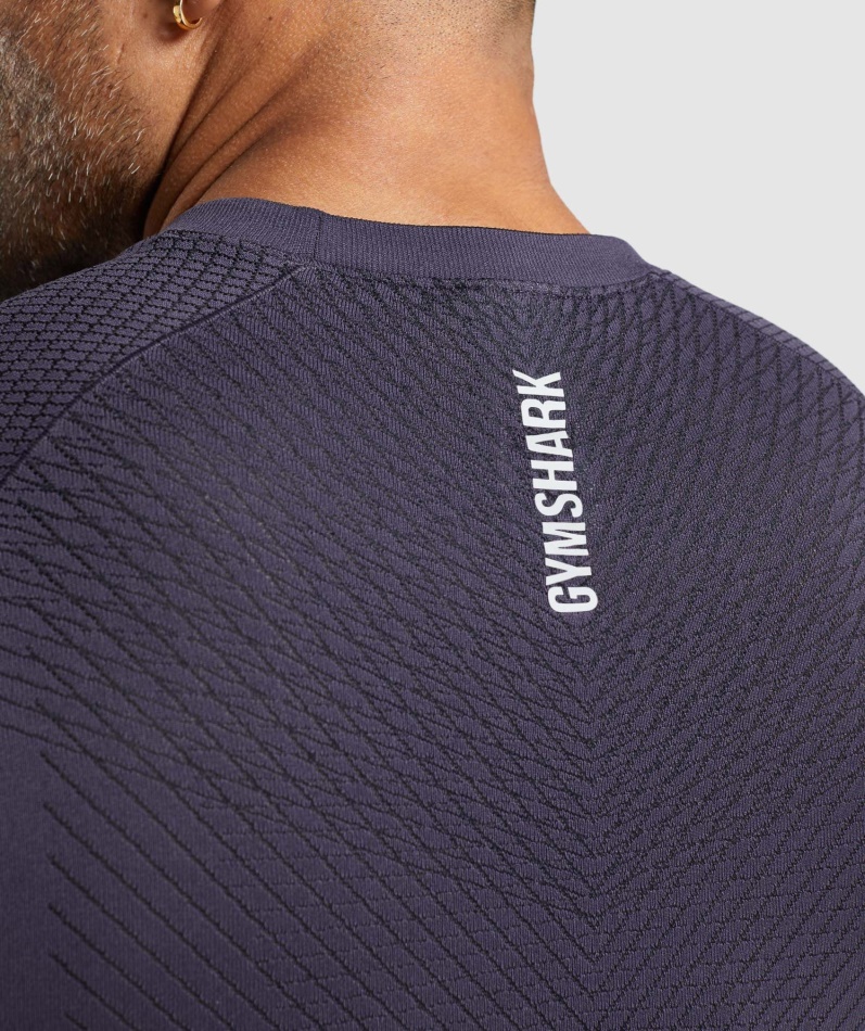Gymshark Apex Sømløs Langermet T-skjorte Rik Lilla-svart
