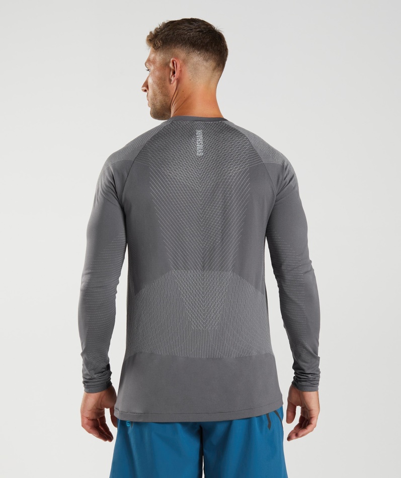 Gymshark Apex Sømløs Langermet T-skjorte Silhuett Grå-smokey Grå