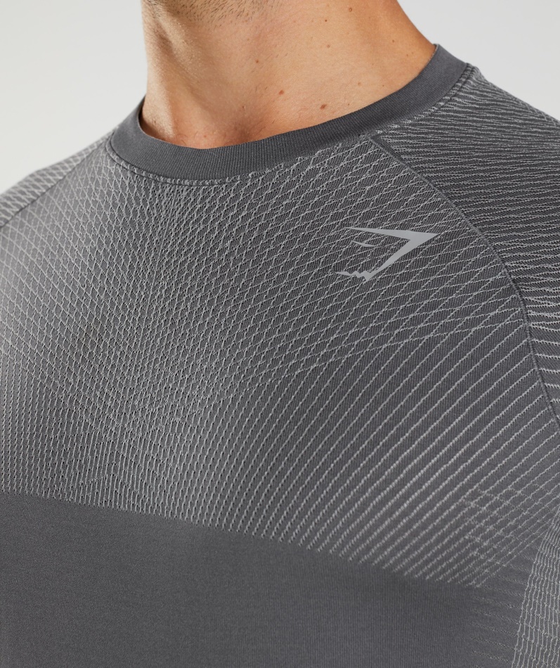 Gymshark Apex Sømløs Langermet T-skjorte Silhuett Grå-smokey Grå