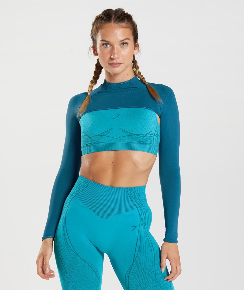 Gymshark Apex Sømløs Skuldertrekning Atlantic Blue-hai Blue