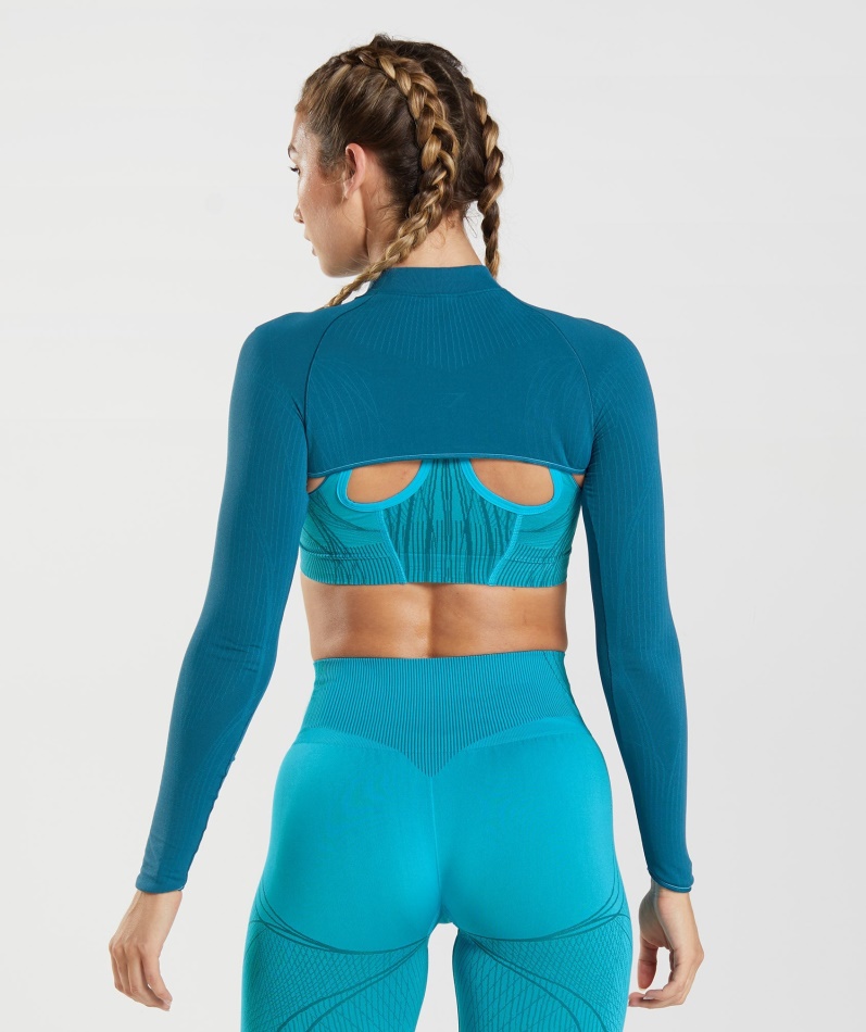 Gymshark Apex Sømløs Skuldertrekning Atlantic Blue-hai Blue