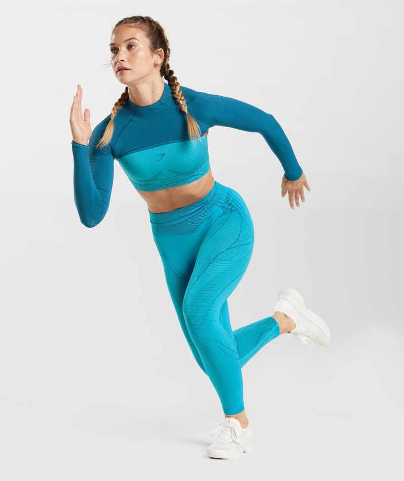 Gymshark Apex Sømløs Skuldertrekning Atlantic Blue-hai Blue