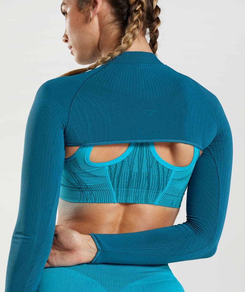 Gymshark Apex Sømløs Skuldertrekning Atlantic Blue-hai Blue