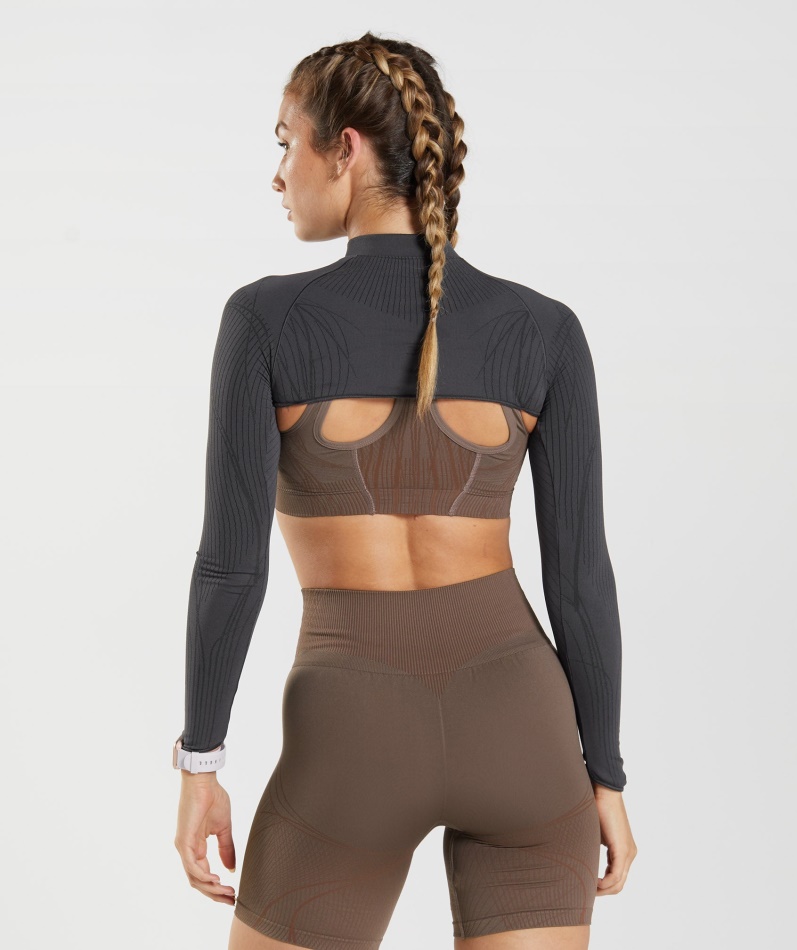 Gymshark Apex Sømløs Skuldertrekning Onyx Grå-svart