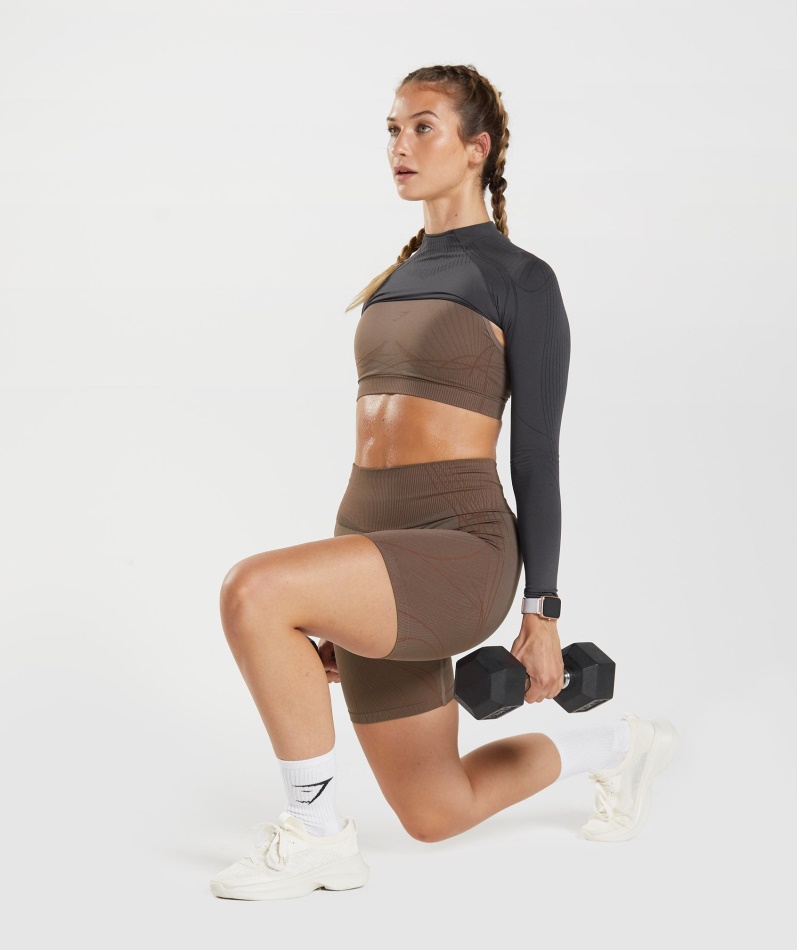 Gymshark Apex Sømløs Skuldertrekning Onyx Grå-svart