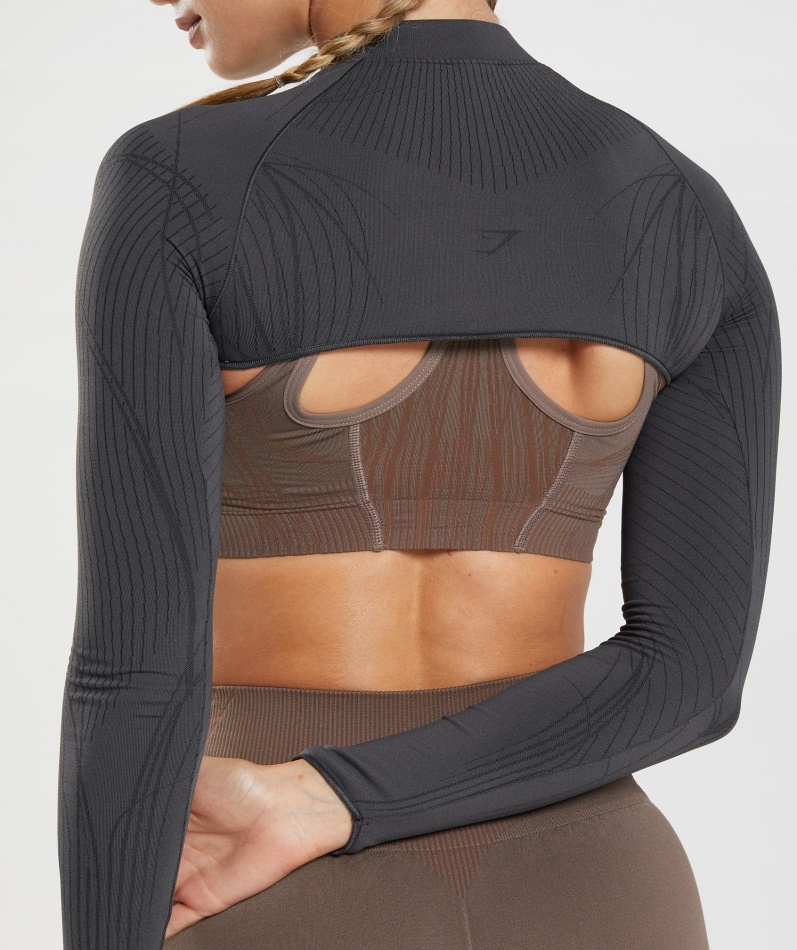 Gymshark Apex Sømløs Skuldertrekning Onyx Grå-svart