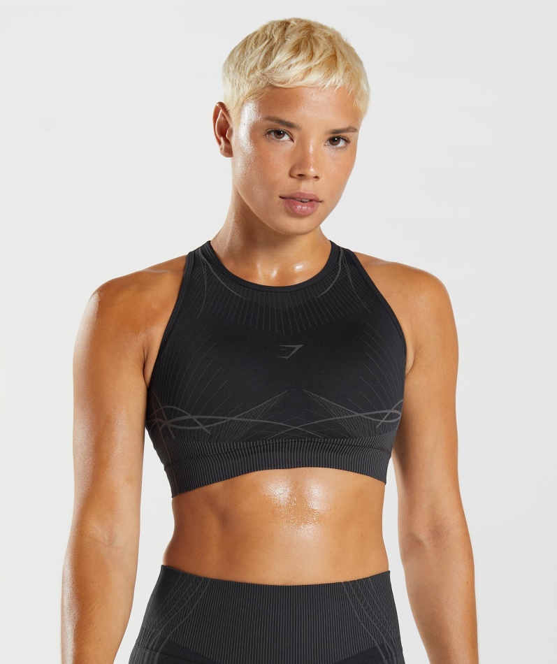 Gymshark Apex Sømløs Sports-bh Svart-onyx Grå