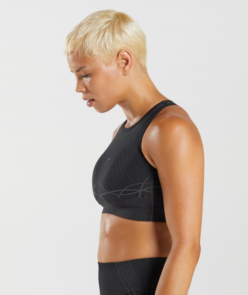 Gymshark Apex Sømløs Sports-bh Svart-onyx Grå