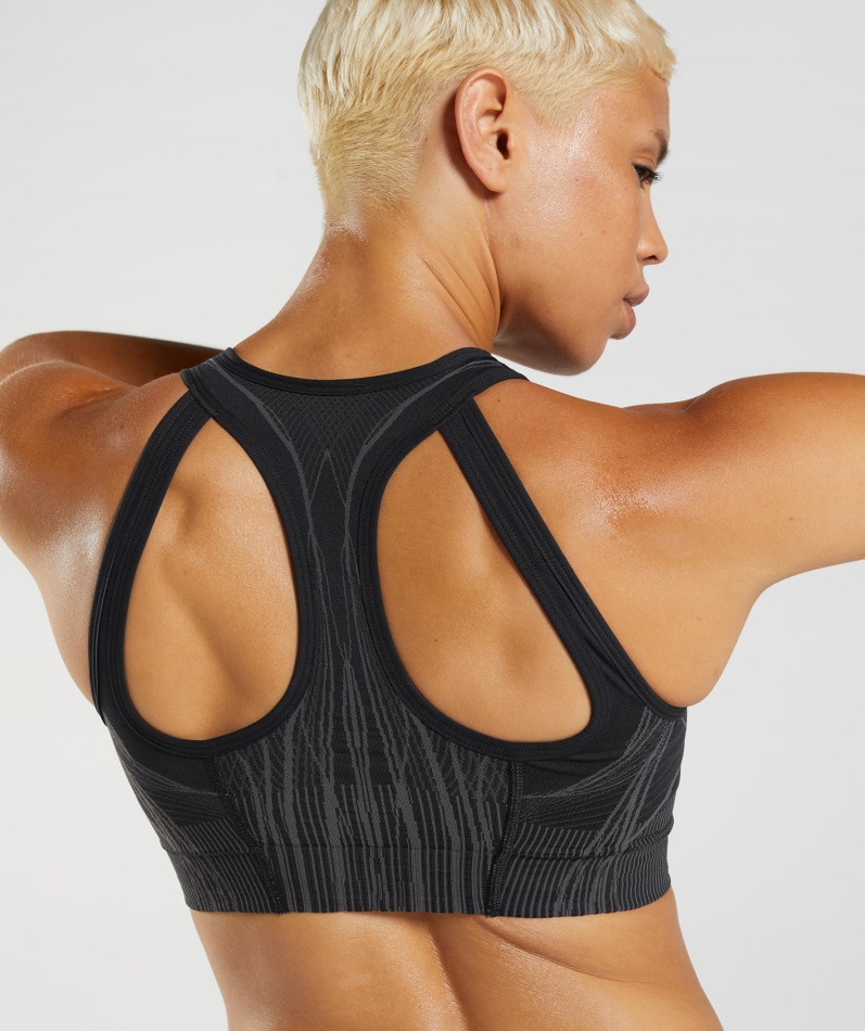 Gymshark Apex Sømløs Sports-bh Svart-onyx Grå