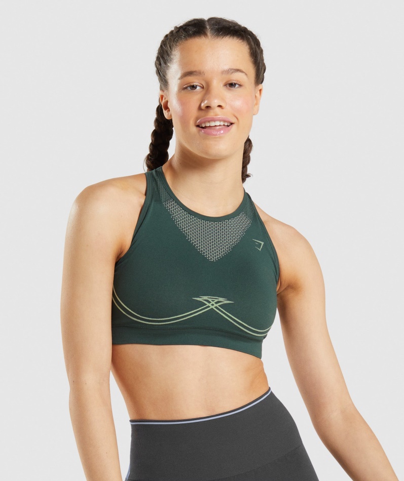 Gymshark Apex Sømløs Sports-bh Obsidian Grønn-agurkgrønn