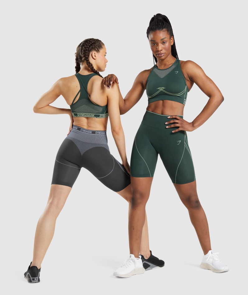 Gymshark Apex Sømløs Sports-bh Obsidian Grønn-agurkgrønn