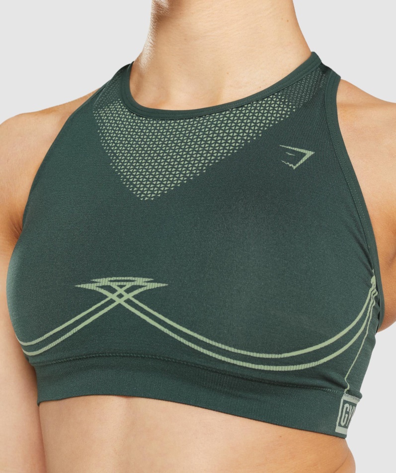 Gymshark Apex Sømløs Sports-bh Obsidian Grønn-agurkgrønn