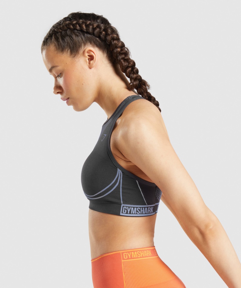 Gymshark Apex Sømløs Sports-bh Onyx Grå-lavendelblå