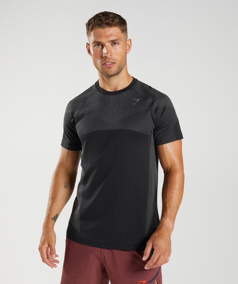 Gymshark Apex Sømløs T-skjorte Svart-silhouette Grå
