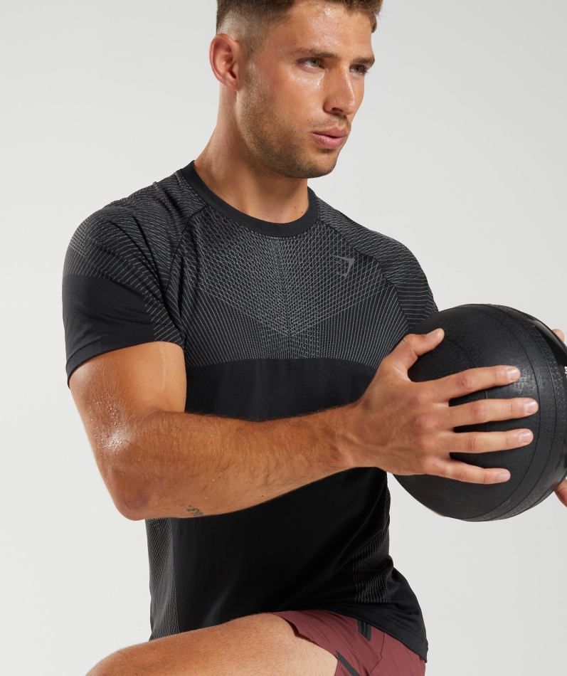 Gymshark Apex Sømløs T-skjorte Svart-silhouette Grå