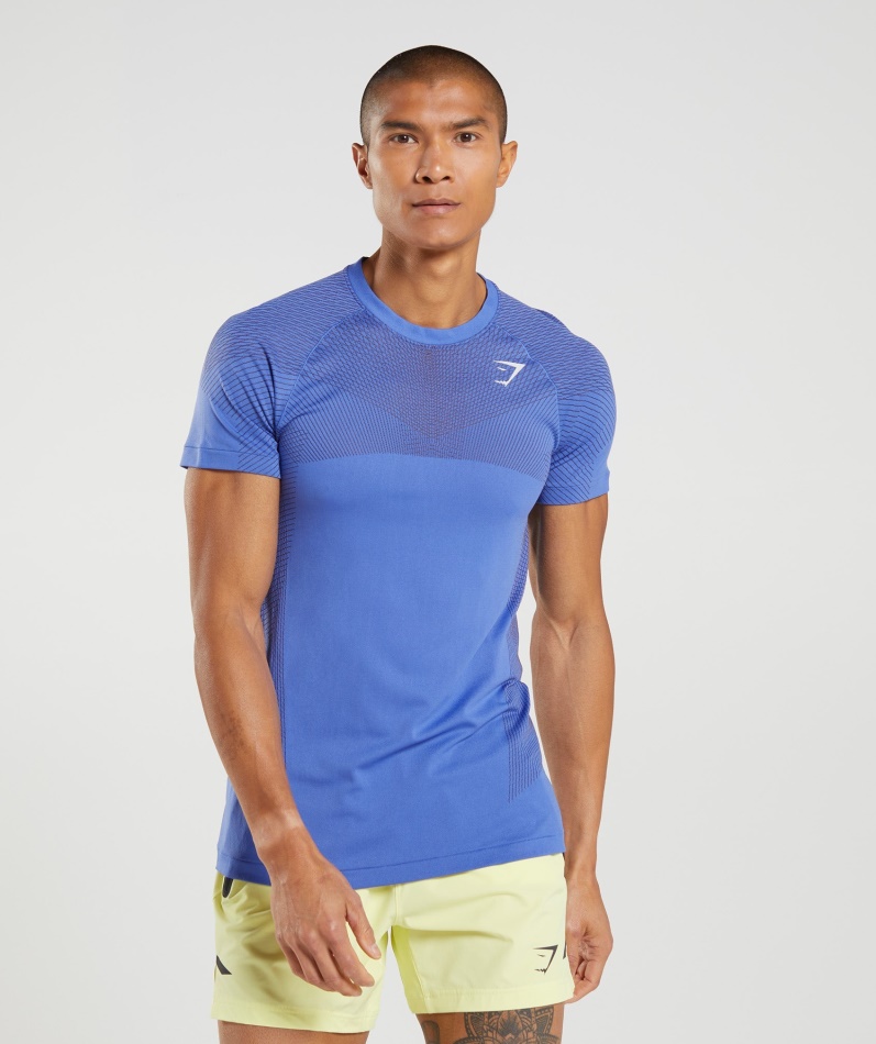 Gymshark Apex Sømløs T-skjorte Domstol Blå-onyx Grå