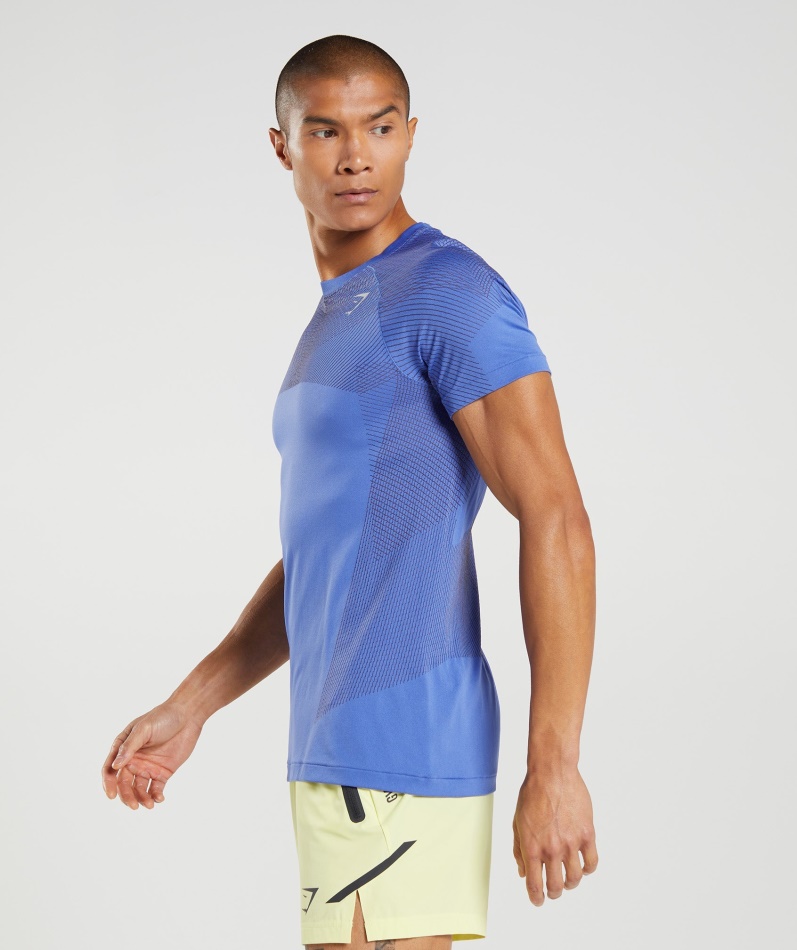Gymshark Apex Sømløs T-skjorte Domstol Blå-onyx Grå