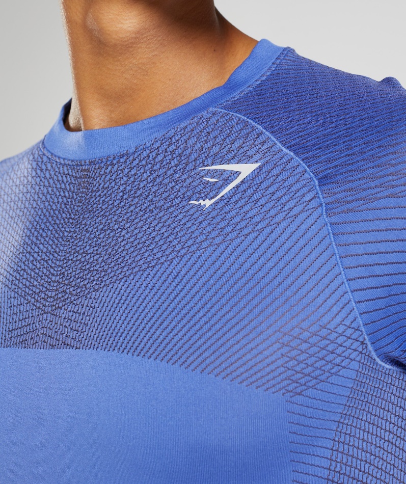 Gymshark Apex Sømløs T-skjorte Domstol Blå-onyx Grå