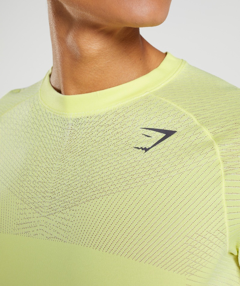 Gymshark Apex Sømløs T-skjorte Firefly Grønn-hvit