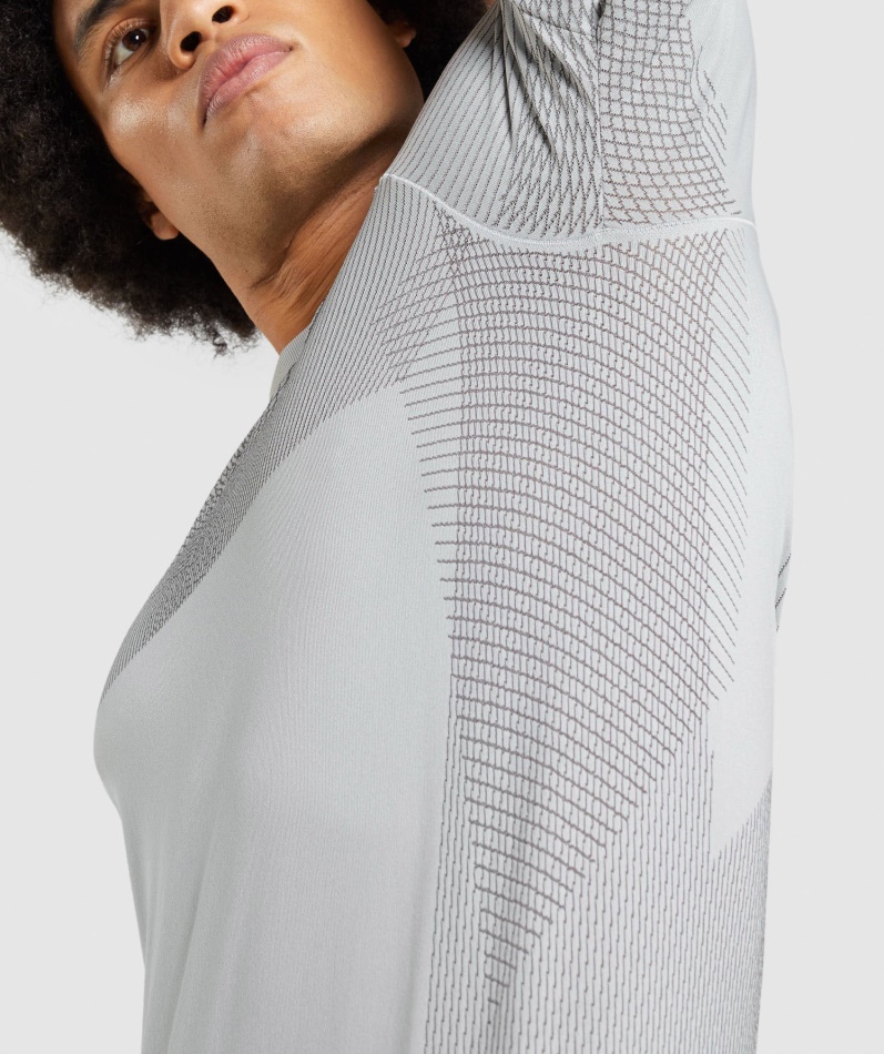 Gymshark Apex Sømløs T-skjorte Lys Grå-onyx Grå