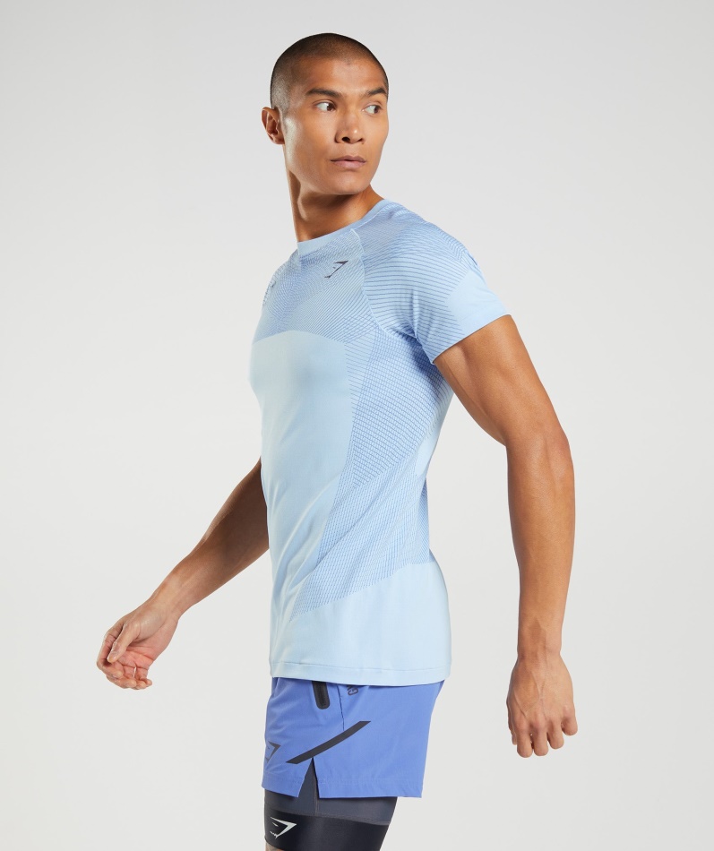 Gymshark Apex Sømløs T-skjorte I Lin Blå-baneblå