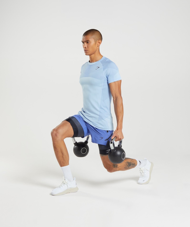 Gymshark Apex Sømløs T-skjorte I Lin Blå-baneblå