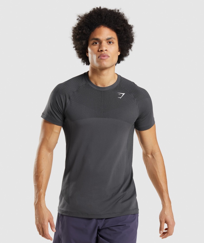 Gymshark Apex Sømløs T-skjorte Onyx Grå-svart