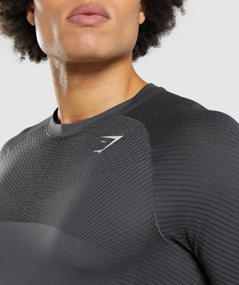 Gymshark Apex Sømløs T-skjorte Onyx Grå-svart