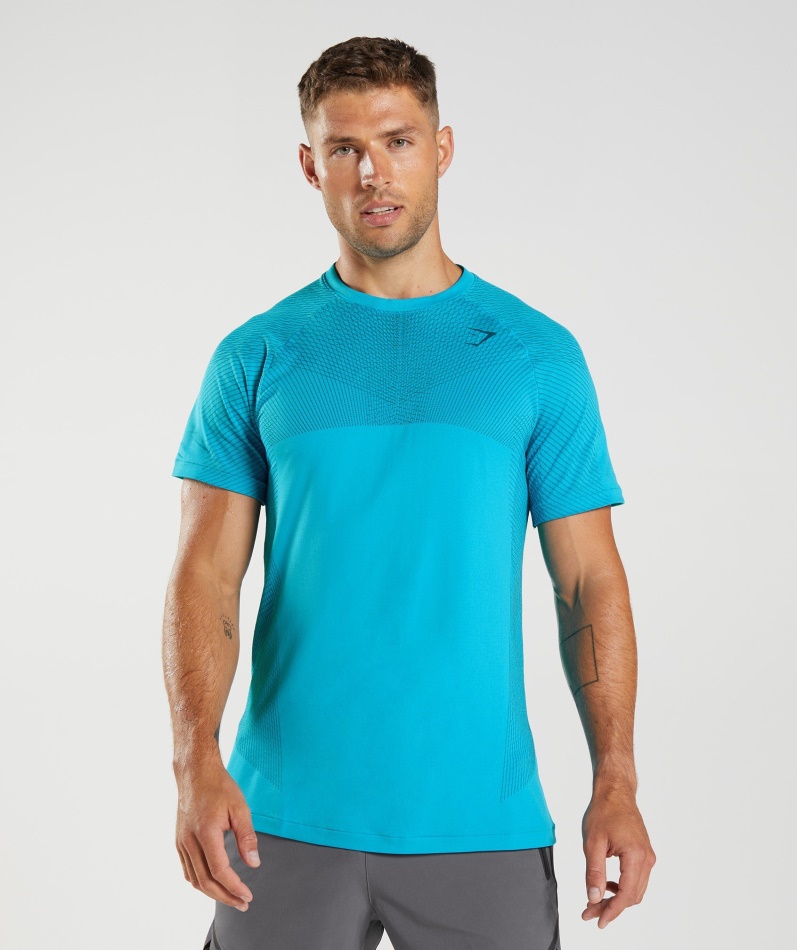 Gymshark Apex Sømløs T-skjorte Hai Blå-atlantisk Blå