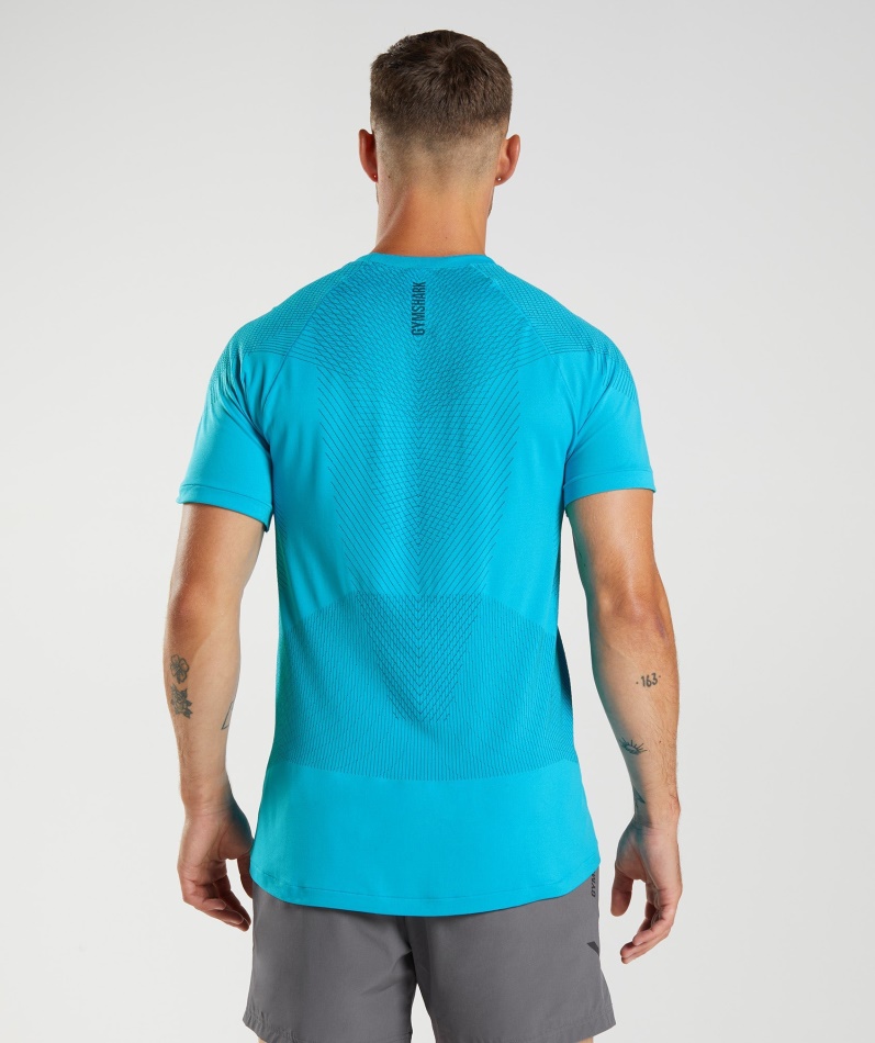 Gymshark Apex Sømløs T-skjorte Hai Blå-atlantisk Blå