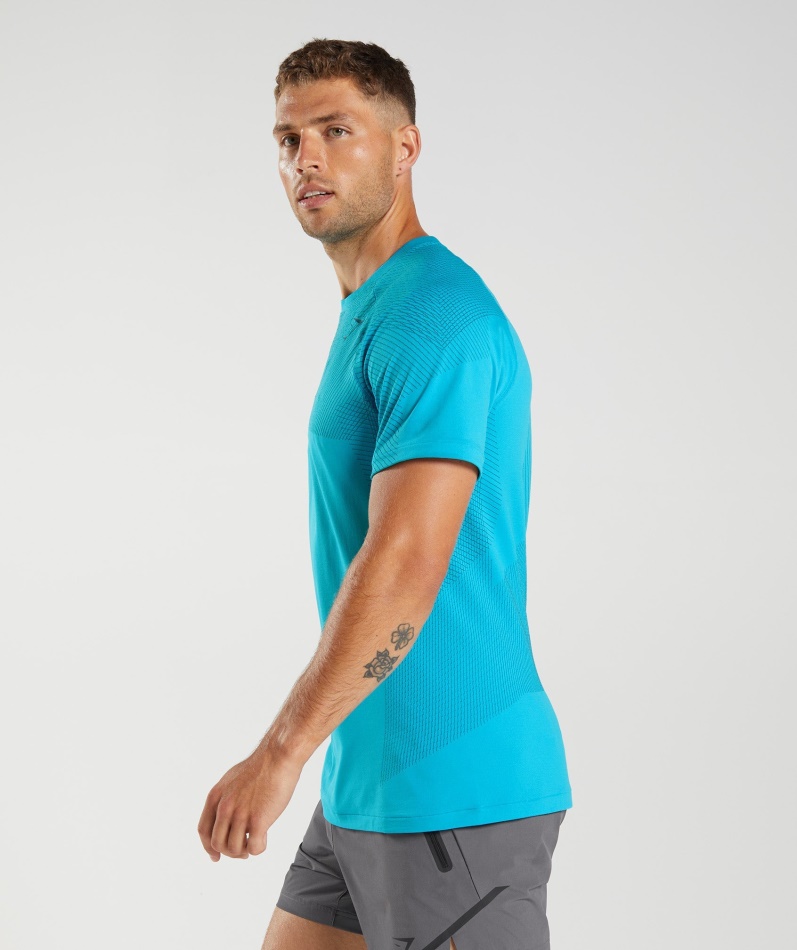 Gymshark Apex Sømløs T-skjorte Hai Blå-atlantisk Blå