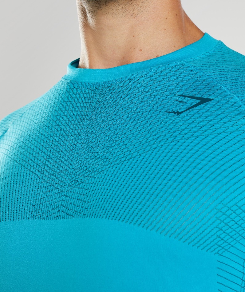 Gymshark Apex Sømløs T-skjorte Hai Blå-atlantisk Blå