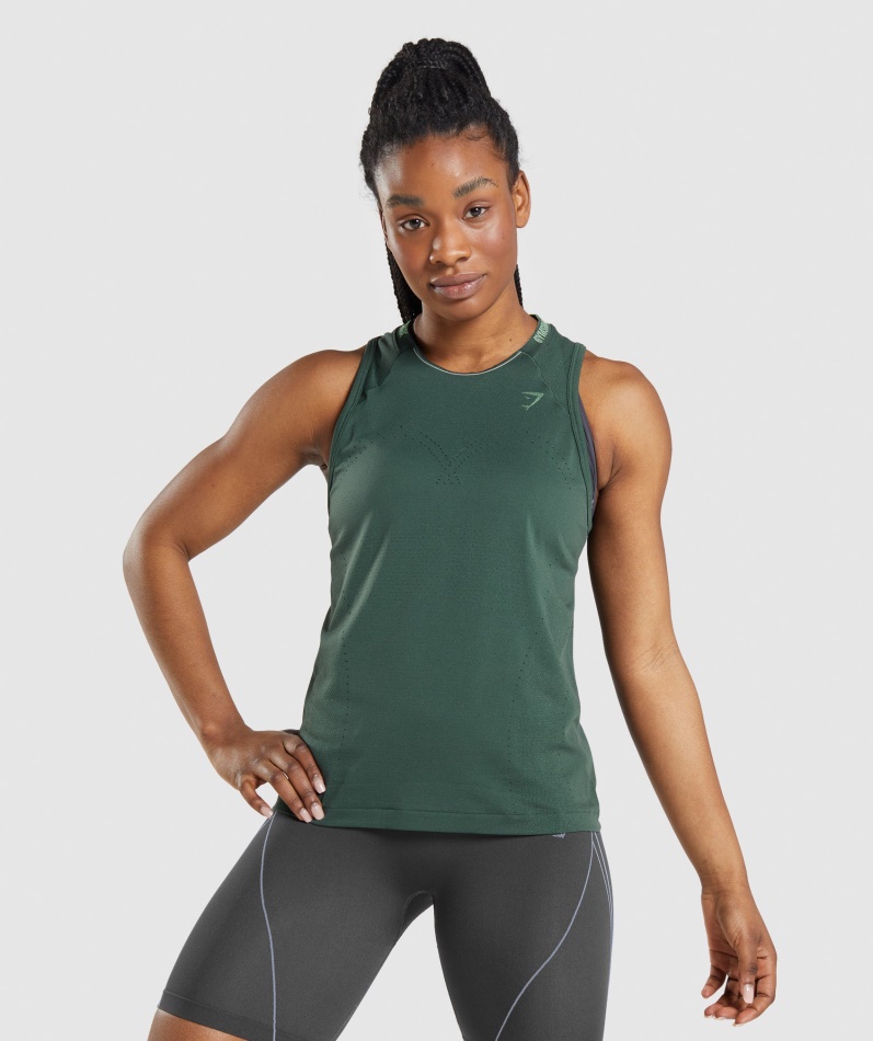 Gymshark Apex Sømløs Tank Obsidian Grønn-agurk Grønn
