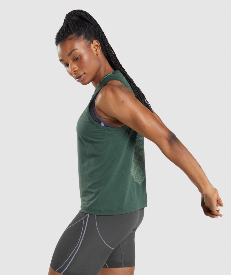Gymshark Apex Sømløs Tank Obsidian Grønn-agurk Grønn