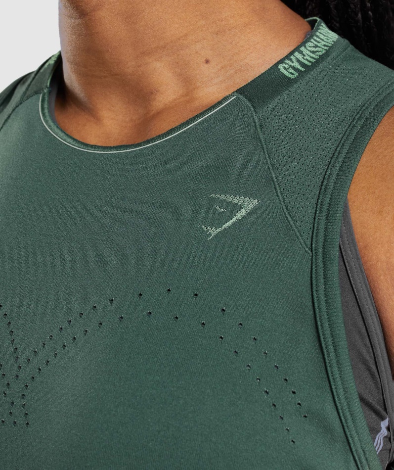 Gymshark Apex Sømløs Tank Obsidian Grønn-agurk Grønn