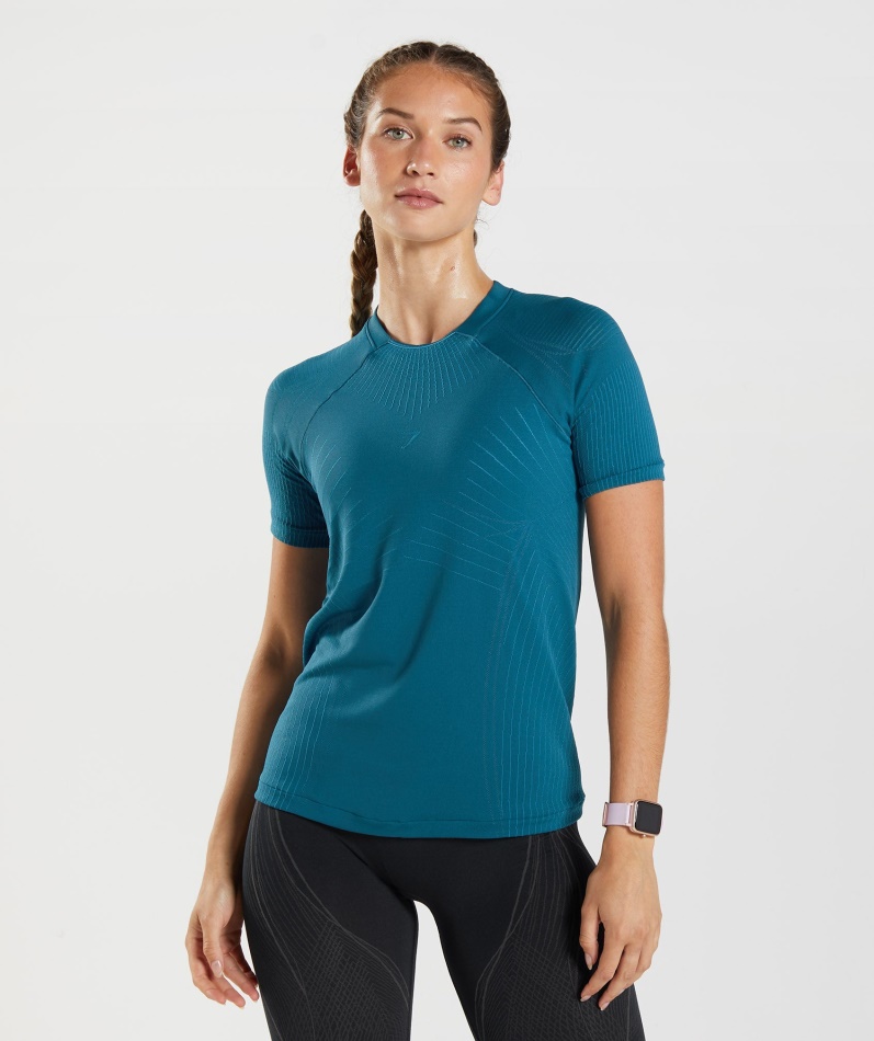 Gymshark Apex Sømløs Topp Atlantic Blue-hai Blue